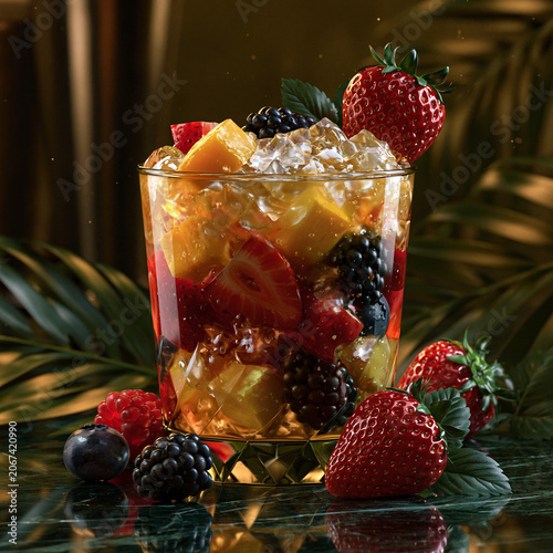 fruit coctail in glass