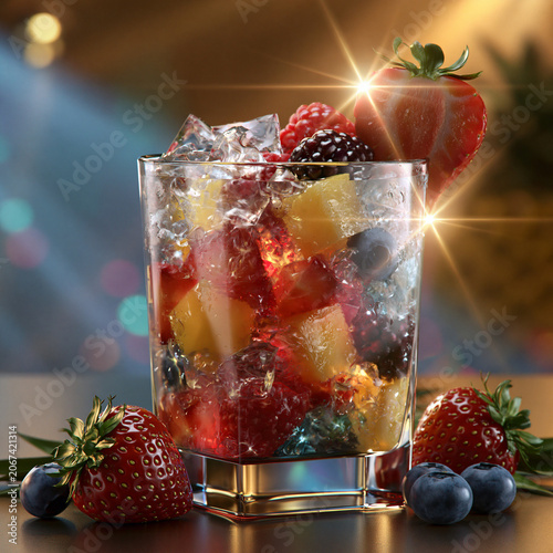 fruit coctail in glass