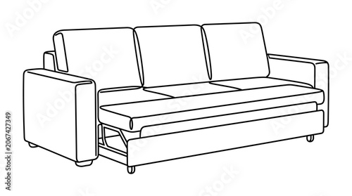 Fotografía Sofa Outline With Armrests Black Line Drawing On White Background