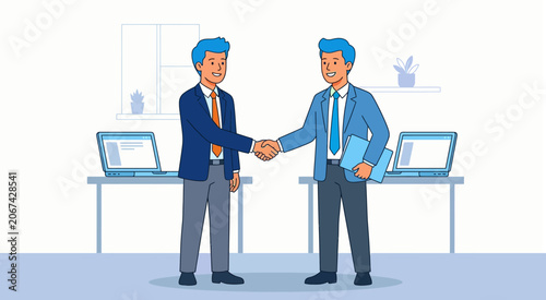 Tableau sur toile Businessmen shake hands in an office to finalize a successful professional agreement