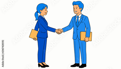 Photos Business professionals in formal suits shake hands to finalize a successful corporate agreement