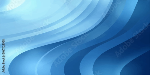 Quadro su tela Blue abstract wave background with smooth flowing curves, soft light texture, an