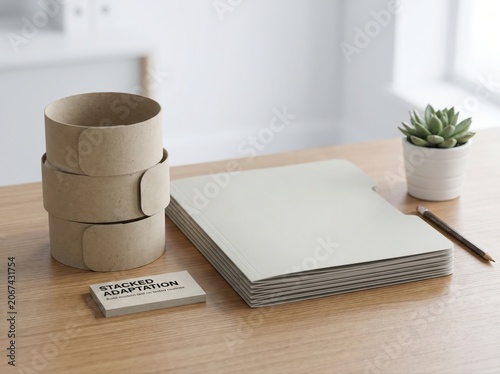 Stacked Folders Adapting to AI on an Office Desk