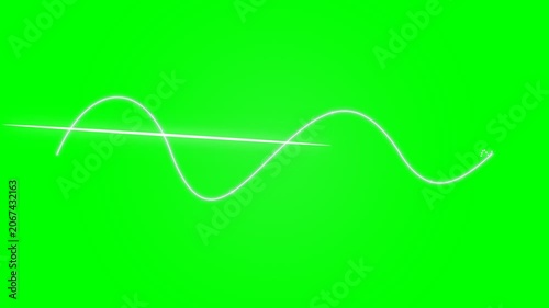 Abstract glowing white sine wave motion on green screen background