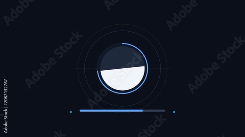 Modern Circular Loading Spinner UI with Progress Bar, Dark Background - Technology Concept