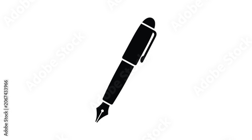 Fountain pen graphic a black silhouette writing