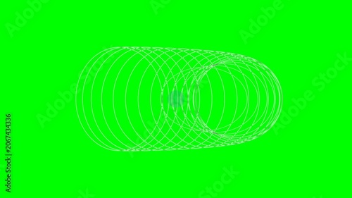 Futuristic Digital Tunnel Wireframe on Green Screen - Abstract Technology Background