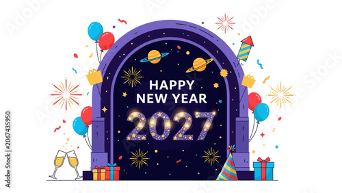 Quadro su tela New Year's Eve Countdown: Ring in the new year with a festive celebration of 2027