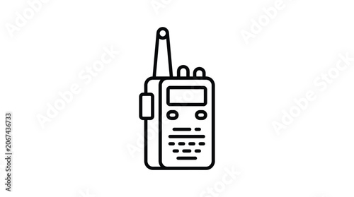 Two way Radio Line Silhouette On White Background