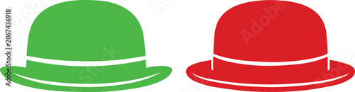 Foto Two stylish bowler hats in green and red colors Vector