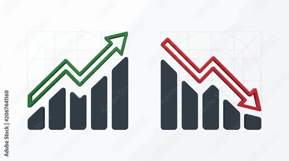 Obraz premium Business graph shows growth and decline trends