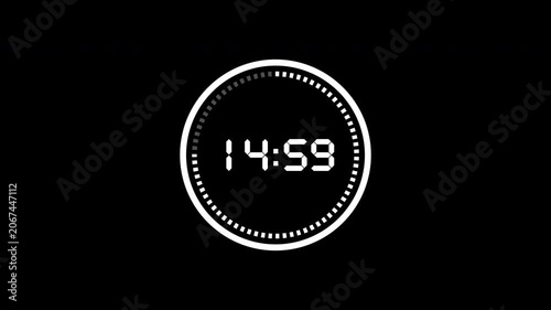 Digital Circular Countdown Timer from 20 to 0 Alpha Channel 4K