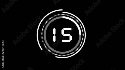 20 Second Digital Countdown Timer with Circular Progress Ring 4K