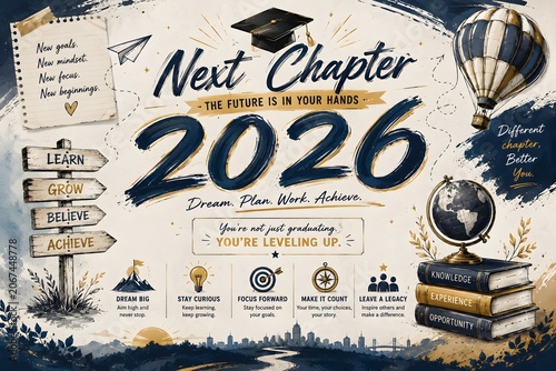Graduation Cap and Diploma Class of 2026 Poster