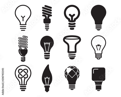 Light Bulb Icons Collection Vector Set