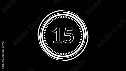 20 Second Circular Countdown Timer Animation with Digital Progress Ring on 4K alpha channel