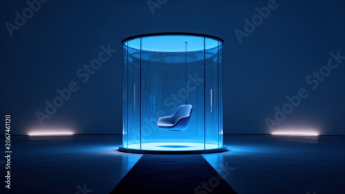 Modern chair in glass cylinder
