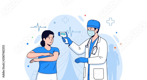 Medical Professional Checking Temperature of Patient with Digital Thermometer