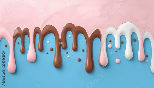 Dripping Chocolate, Vanilla and Strawberry Icing