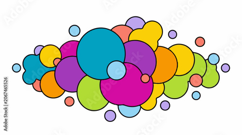 A colorful illustration of various sized circles in different colors (1)