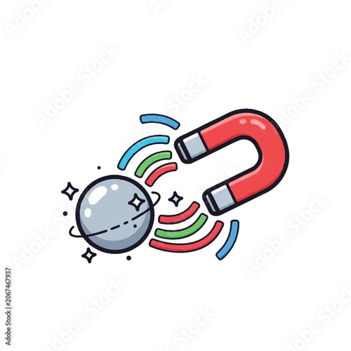 Magnetic attraction force pull concept.