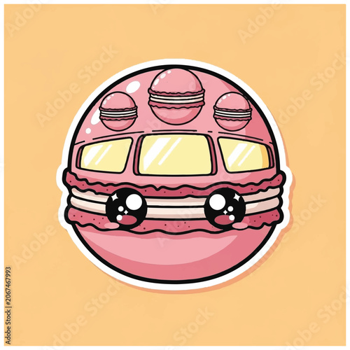 Pink Macaroon Dessert Bus Sweet Treat.