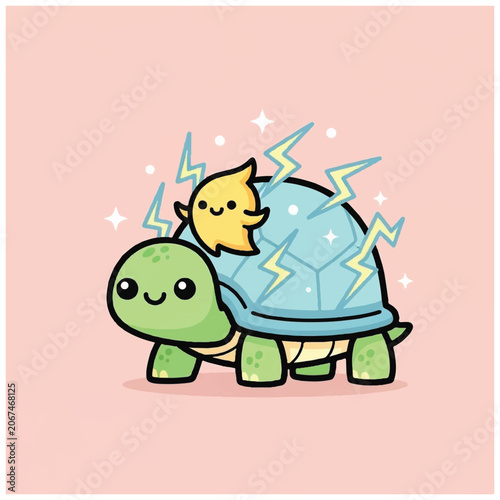 Turtle with smiling star on shell.