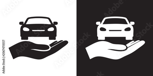 Tableau sur toile Minimalist Car Insurance Protection Icon - Modern Auto Safety Policy Graphic, Si