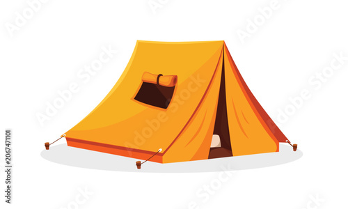 yellow camp tent. isolated camping tent on white background. Hiking and camping equipment icons. Vector illustration.