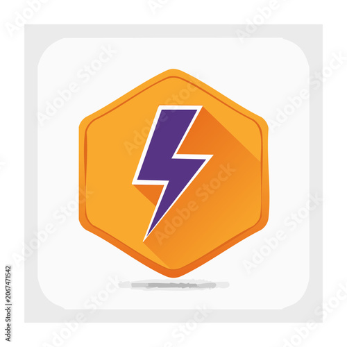 Orange hexagon lightning bolt icon