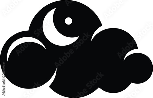 Black cloud with crescent moon icon