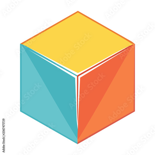 Abstract geometric cube icon with flat design