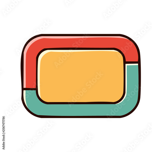 Blank rounded rectangle label with red and teal border
