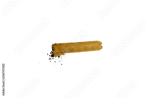 Bild auf Leinwand Extinguished Cigarillo with Loose Tobacco Isolated on Transparent Background PNG