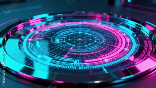 Futuristic digital interface with glowing elements