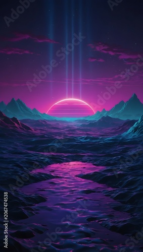 Futuristic Blue Purple Fluid Waves
