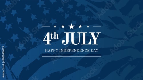 Animated Waving American Flag Background with Happy Independence Day 4th of July Typography