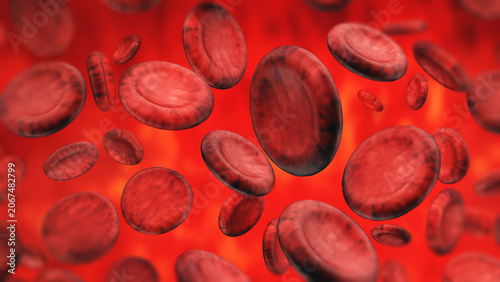 Red blood cells flowing inside the vein. 3D illustration