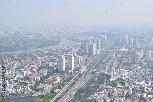 Panorama of Suburban Ho Chi Minh City, Vietnam