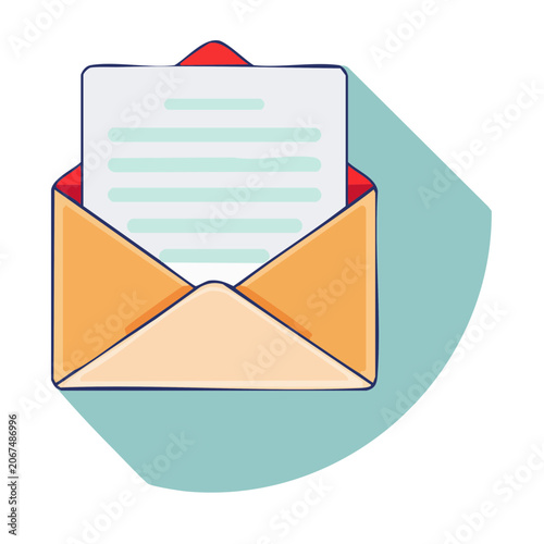 Open envelope with letter illustration