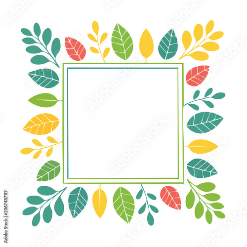 Square frame with colorful leaves border