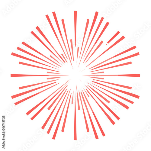 Red starburst graphic element on white background