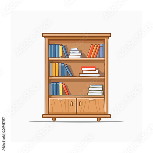 Wooden bookshelf filled with books