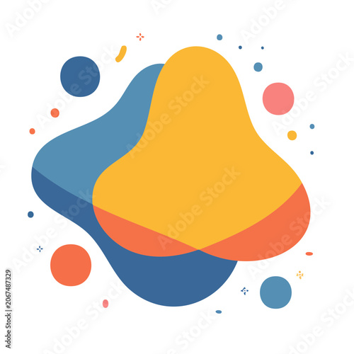 Colorful abstract blob with scattered dots illustration