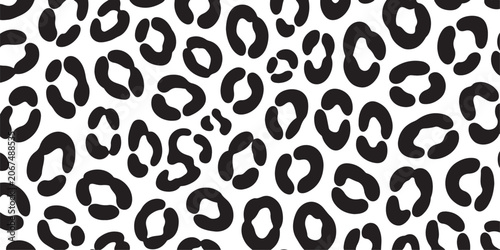 Obraz na plátně Leopard skin seamless pattern black spots on transparent background wild animal texture vector