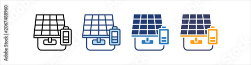 Solar Battery Icon Set Multiple Style Collection
