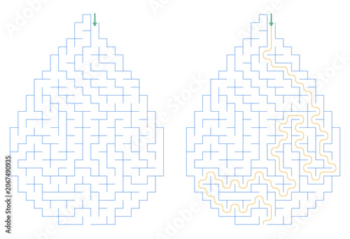Printable Water Drop Maze Puzzle, Educational Labyrinth Activity for Kids