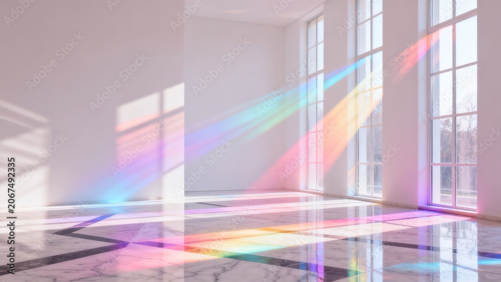 Naklejka premium Sunlight through windows creates colorful patterns