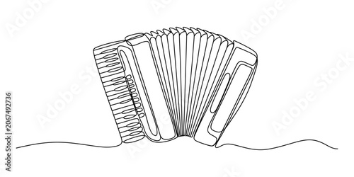 Schilderij op canvas Black and white line drawing of a musical accordion instrument