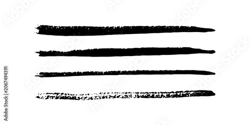Tableau sur toile Black brush stroke set isolated on background